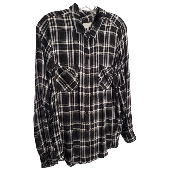 Lucky Brand Tops - Lucky Brand Womens Size L Shirt Button Plaid Split Back Peplum Skirted Shirttail